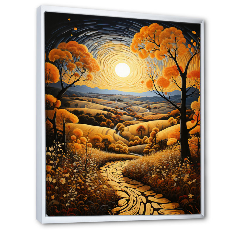 «Countryside Harvest Gold Autumn I», reproduction sur toile, H 20 po x l 12 po x P 1 po, Cadre flottant blanc