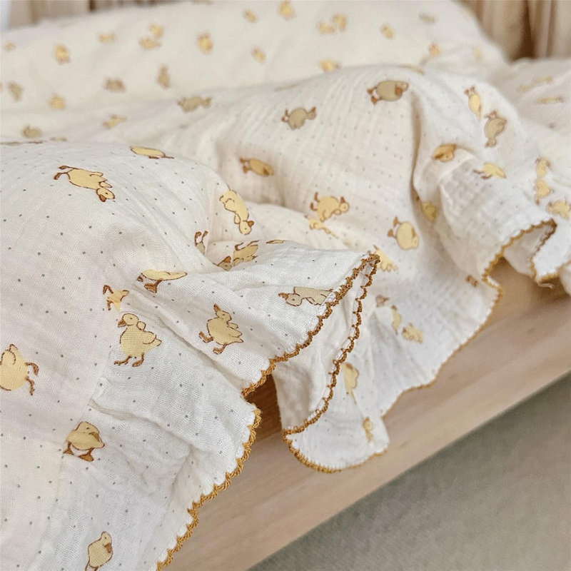 Ensemble de housse de couette minimaliste en mousseline de coton pour enfants (sans taies d'oreiller), Bébé