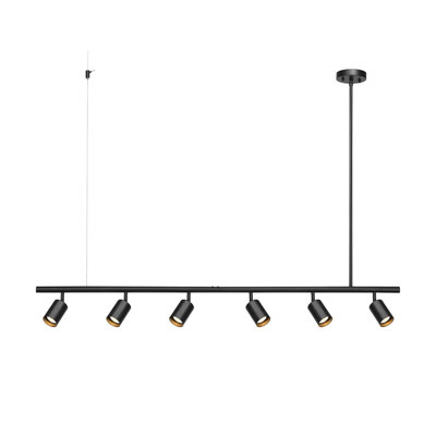 55" 6-Light Matte Black Adjustable Height Track Lighting with Pivoting Track Heads