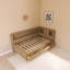 Lit de jour simple en bois avec tablettes de rangement et 3 tiroirs-116484156