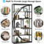 Bibliothèque étagère de style industriel à 5 niveaux avec 70 tablettes et 8 tablettes ouvertes de 70,47 po de hauteur-1052648892