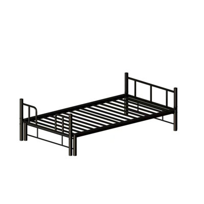 Twin Size Metal Pull-Out Bunk Bed with Guardrail and Built-In Ladder, Space-Saving Convertible Frame for Bedroom