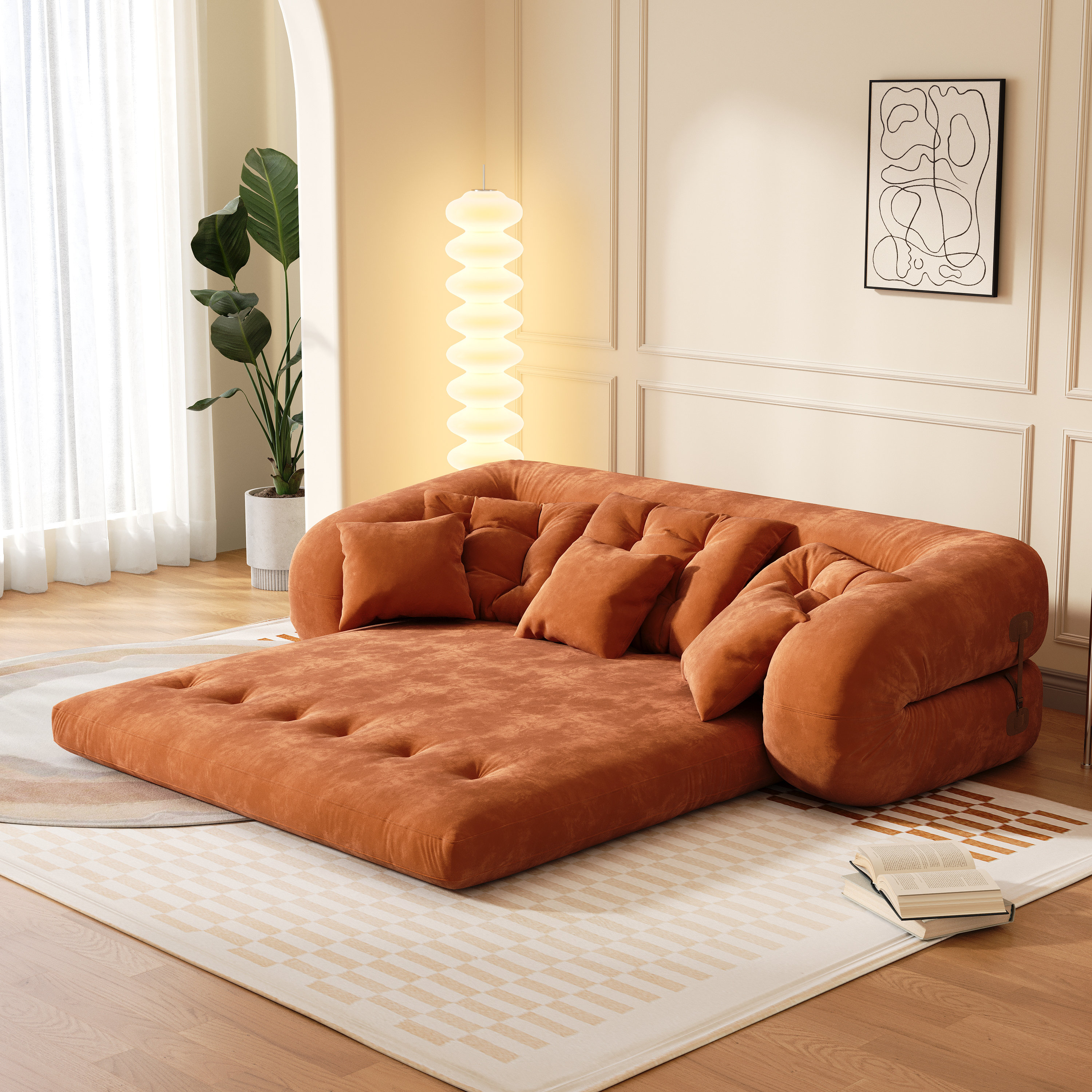 Anchondo Foldable Velvet Sleeper Upholstered Sofa Bed,Convertible Couch