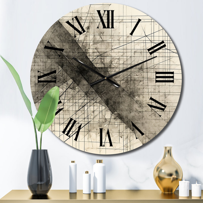 Horloge murale minimaliste en V noir et blanc, Petit