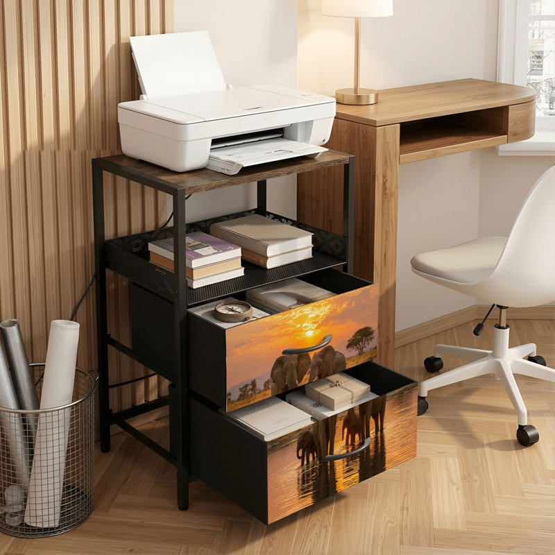 Table de chevet 2 tiroirs avec station de charge, table de chevet avec ports USB et prises USB