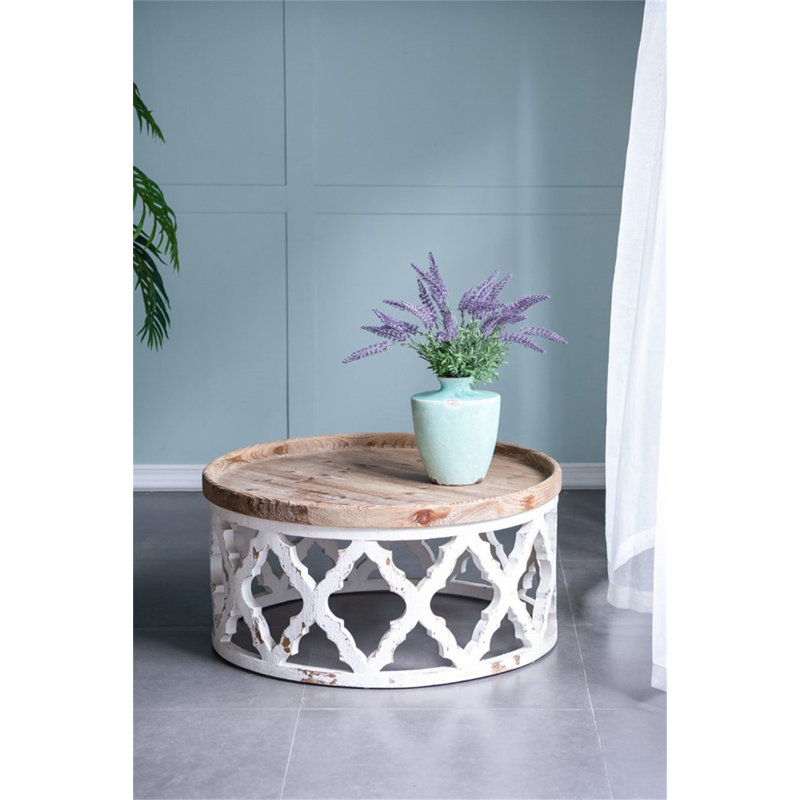 Table basse ronde en bois 31,9 x 31,9 x 15,7 po