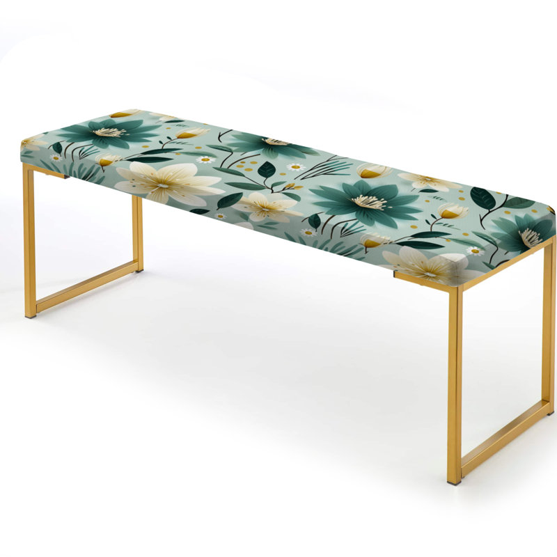 Upholstered Bench, Vintage Romance Green Marvel Blooms
