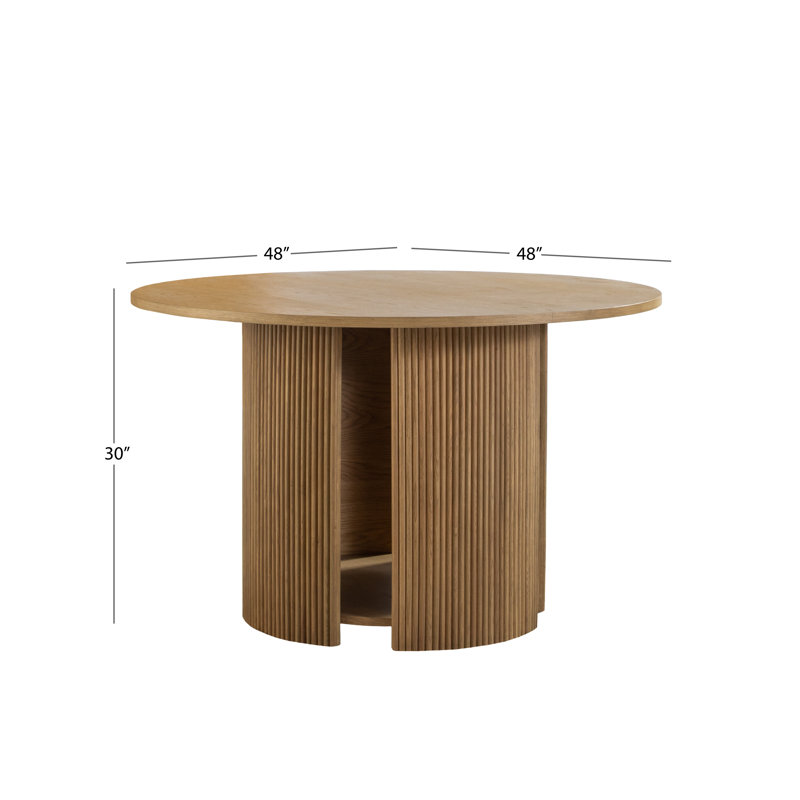 Sorine Round Solid Wood Dining Table, Brown