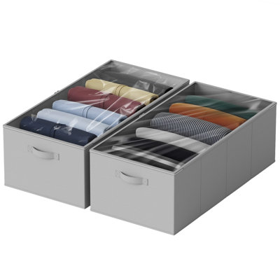 2-pack 10" High Under-bed Storage Bins With Lids, Large Storage Containers For Clothes, Bedding, Dorm Rooms, And Closet Organization