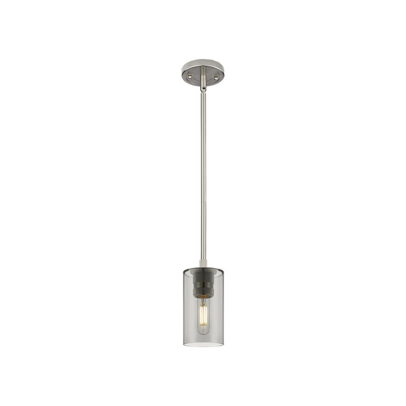Luminaire suspendu Crown Point Light, H 8,38 po x l 4,5 po x P 4,5 po, Plaqué couleur fumée, Nickel satiné