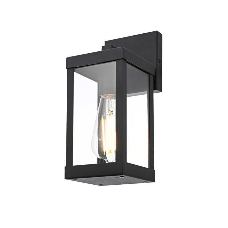 Peter Outdoor Wall Sconce in Black, 11" H x 4" W x 6" D