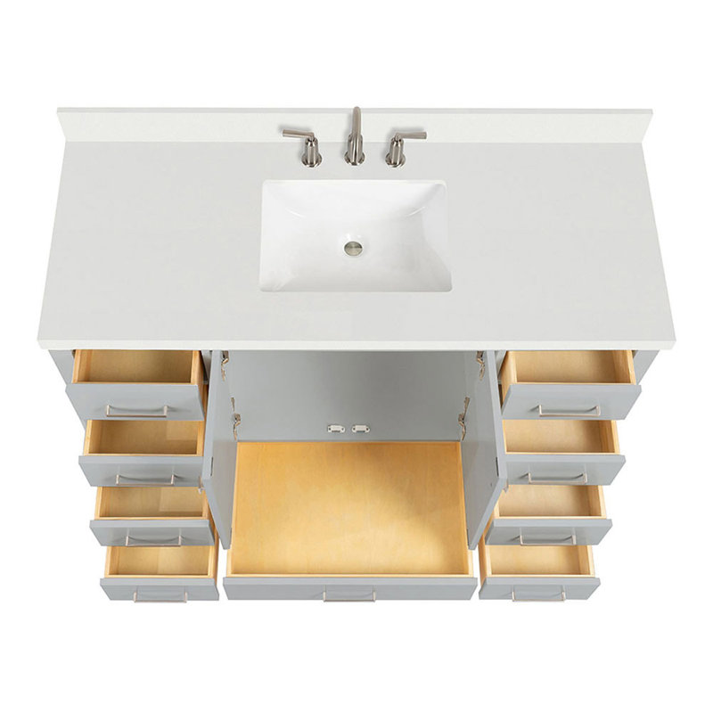 Ensemble de meuble-lavabo simple 55 po Cambridge, Gris / Nickel brossé, Rectangle 