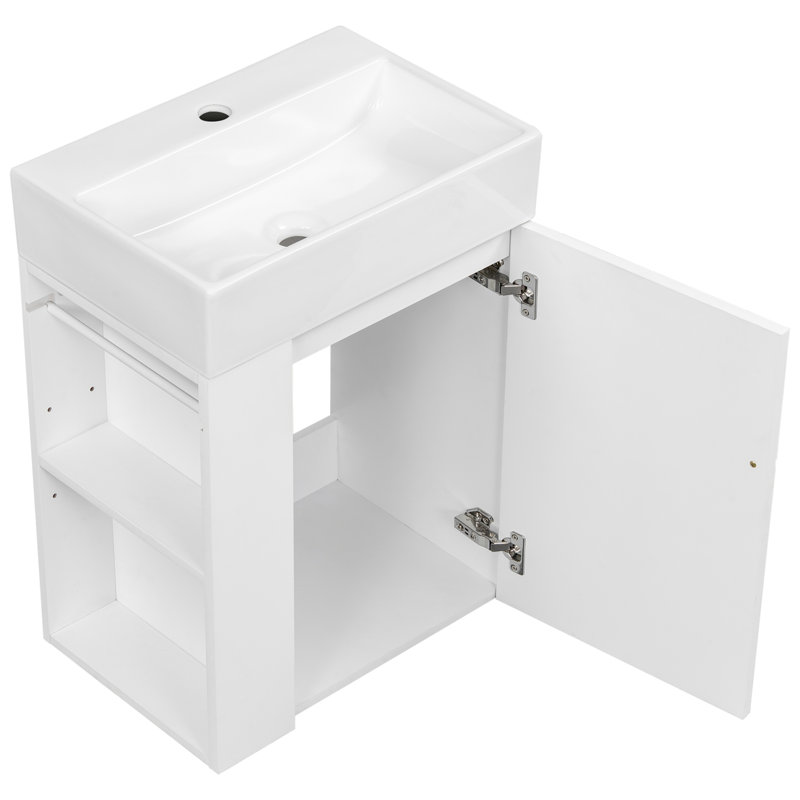 Meuble-lavabo 20 po avec lavabo en céramique, Blanc