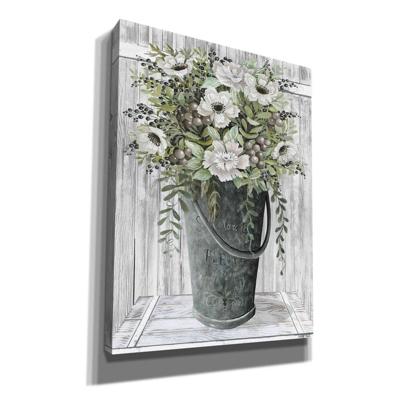 «Galvanized Fleurs» par Cindy Jacobs, art mural sur toile, H 16 po x l 12 po x P 0,75 po