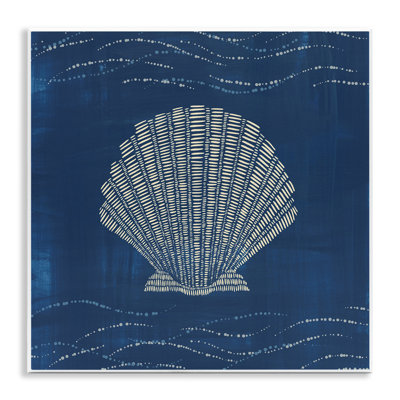 Clam Shell on Blue Wall Plaque Art by Jetty Home, LLC