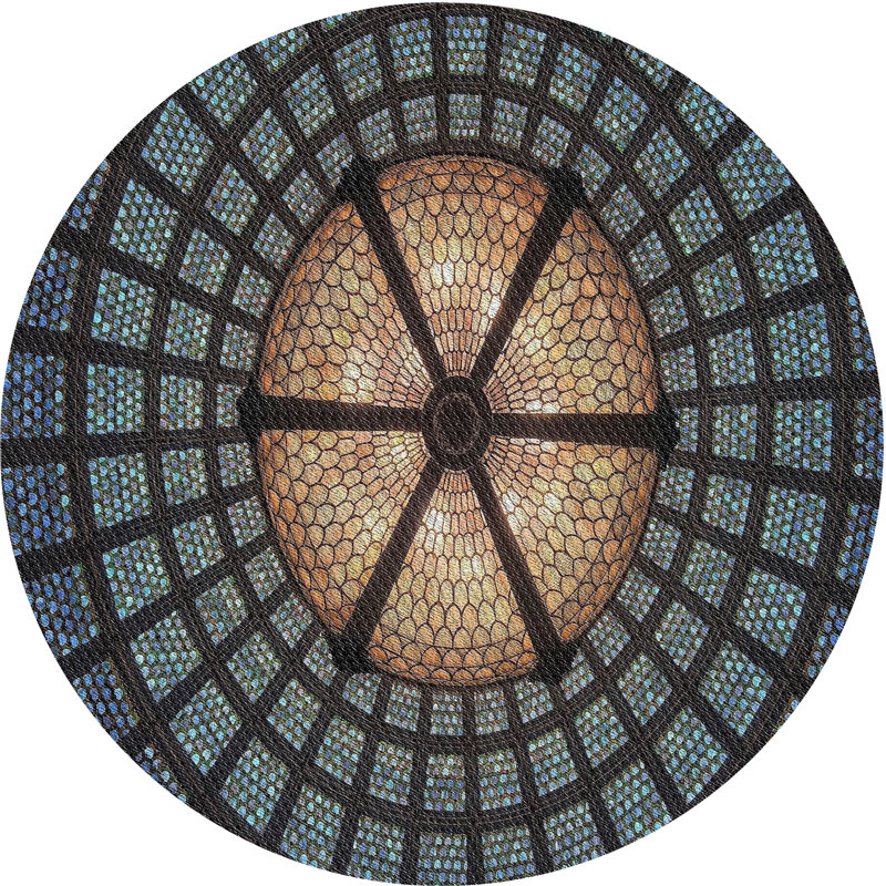 Tapis noir/brun à motifs, Rond 6 pi