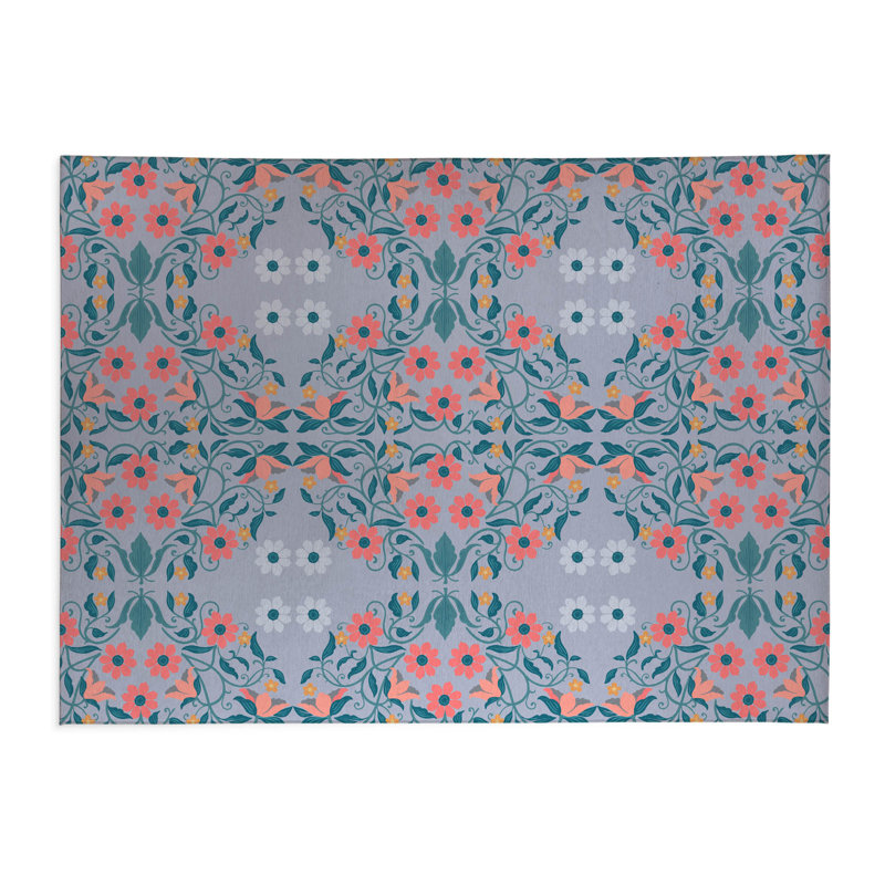 Tapis à linge antidérapant Millie, 49 "L x 6 "H, Periwinkle Floral