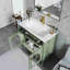 Meuble-lavabo de salle de bain 35,6 po Mid-Century avec verre à motif et bande lumineuse à capteur de mouvement, meuble-lavabo sur pied Farmhouse-1117671687