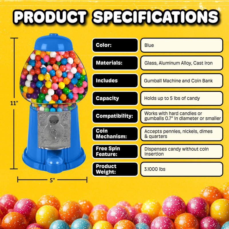 Great Northern Popcorn 11" Mini Gumball Machine Blue