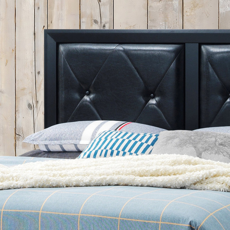 Upholstered Bed, Black, Full