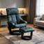 Fauteuils de massage inclinables avec repose-pieds, pivotants en bois et cuir PU bleu, pour un confort moderne à domicile.-327531606