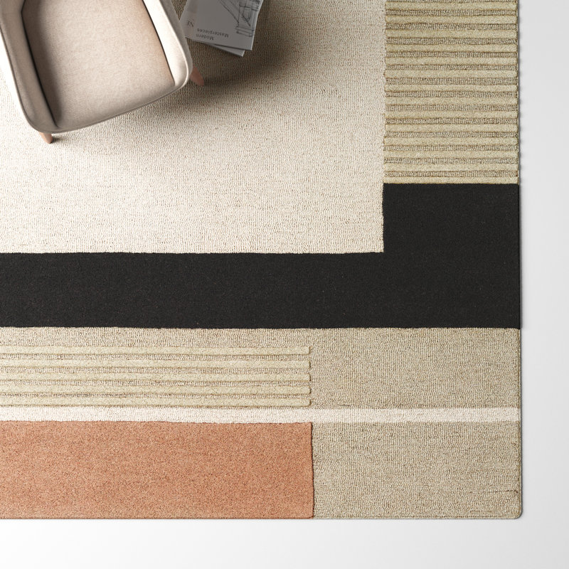 Hand-Tufted Modern Spot Black Wool Area Rug 5' x 7'