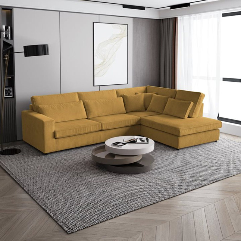 Preslea 6 Seater Sofa & Chaise, Right Hand Facing, Yellow