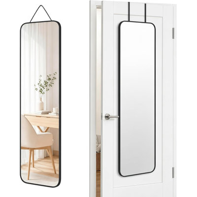 Miroir pleine grandeur 47 po x 14 po au-dessus de la porte, suspendu au mur / suspendu en noir