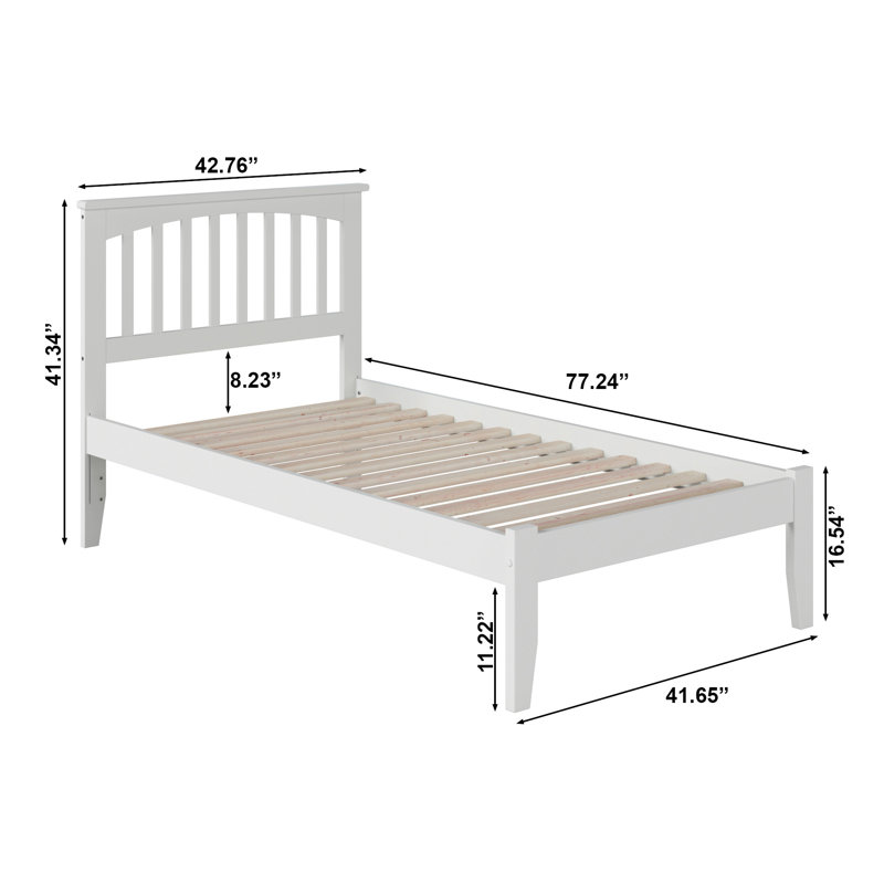 Lit plateforme en bois massif Shiloh, Lit simple, Blanc