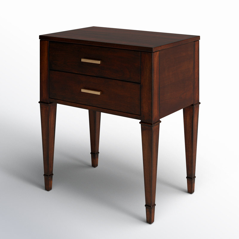 Table de chevet en bois massif Mazekine, Cerise foncée