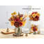 Fleurs artificielles artificielles avec vase, roses en soie artificielle et hortensias pour les décorations de table de salle à manger de cuisine de ferme, décor d'automne pour bureau à domicile rouge foncé