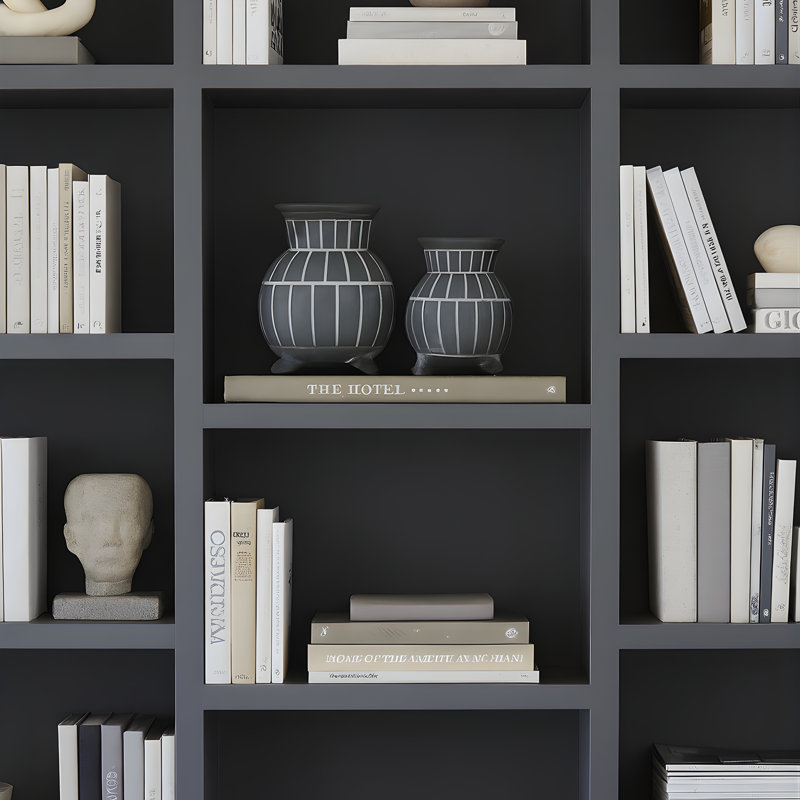 Ensemble de 2 vases en céramique, Gris