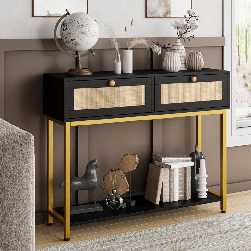 Console Brooke-Louise 39,3 po, Noir, Or