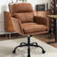 Chaise de bureau brun réglable avec revêtement en cuir PU, structure métallique haute résistance, assise souple et confortable, idéale pour une utilisation dans une chambre.
