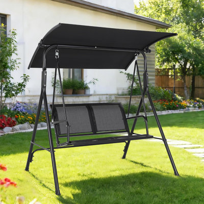 Balancelle de véranda extérieure à structure en acier stable - Sécurité accrue avec support triangulaire - Auvent réglable pour la protection solaire - Idéal pour le patio, le jardin ou la cour