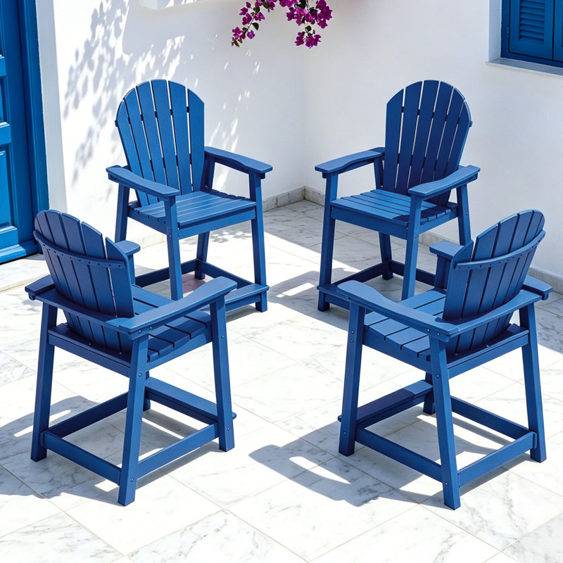 Chaise de bar d'extérieur Hdpe Adirondack, Marine