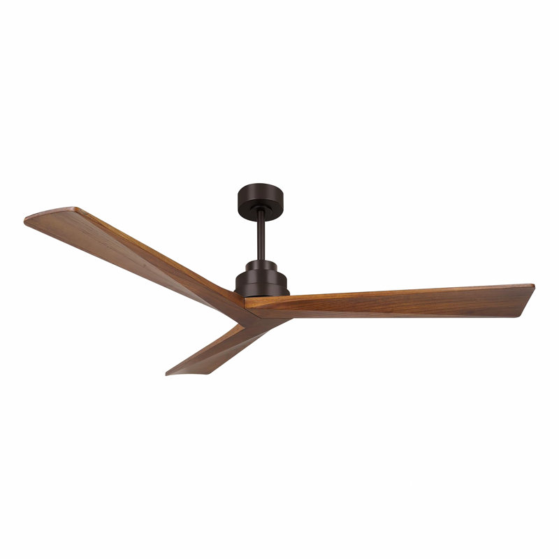 52" Wood  Ceiling Fan No Light, 3 Reversible Blades, With 6 Speeds Reversible Dc Motor,Low Profile Ceiling Fan With No Light For Living Room Kitchen Bedroom
