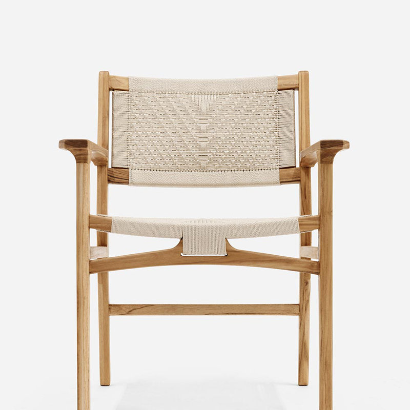 Chontales Dining Chair with Armrest in San Geronimo Manila, Teak, Naturaline V Braided Cord