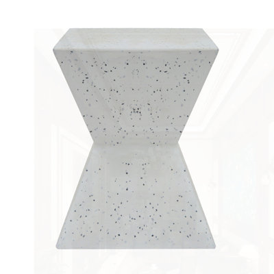 14.75"W White Terrazzo Finish  Outdoor Side Table