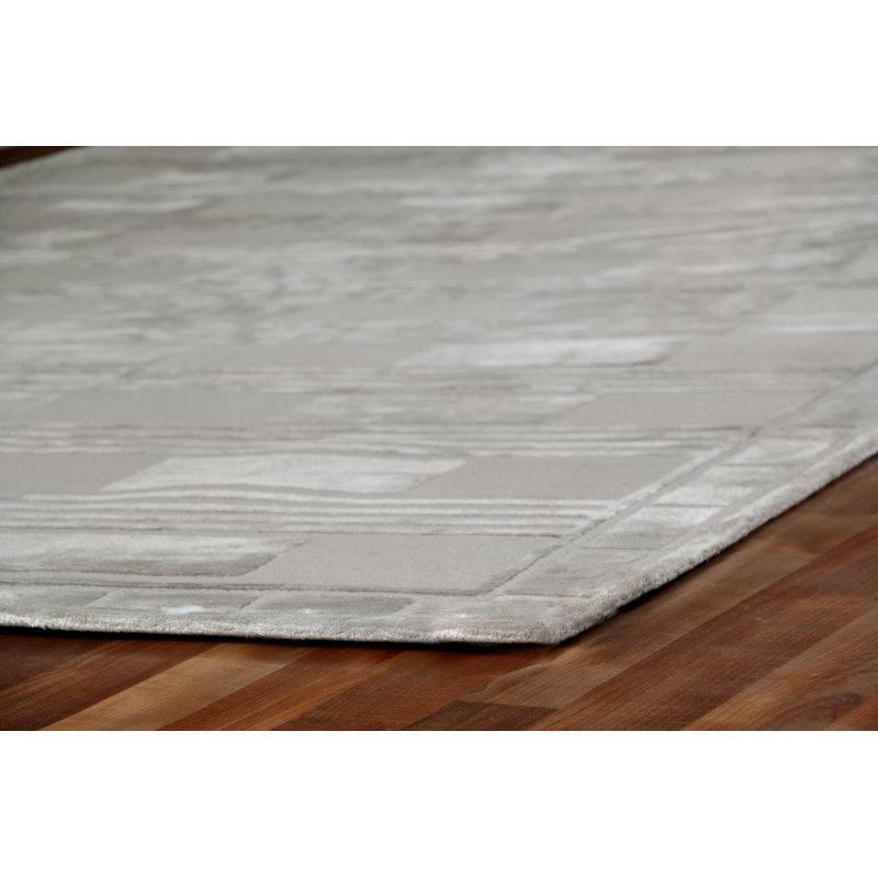 Metro-Velvet Striped Area Rug in Silver, Rectangle 9' x 12'