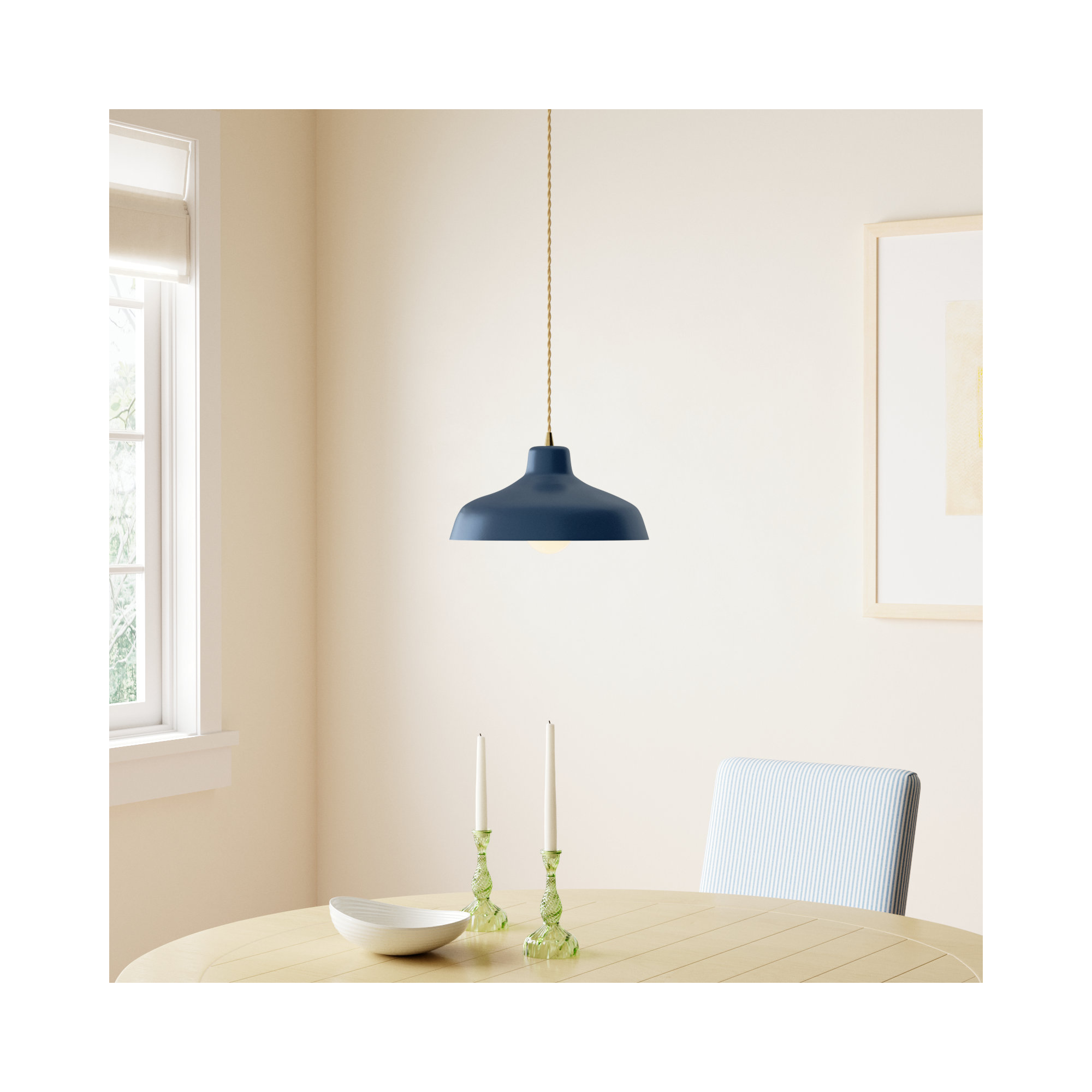 Fallon Ceramic Dimmable Pendant, 5.75" H x 11.5" W x 11.5" D, Antique Brass, Midnight Sky