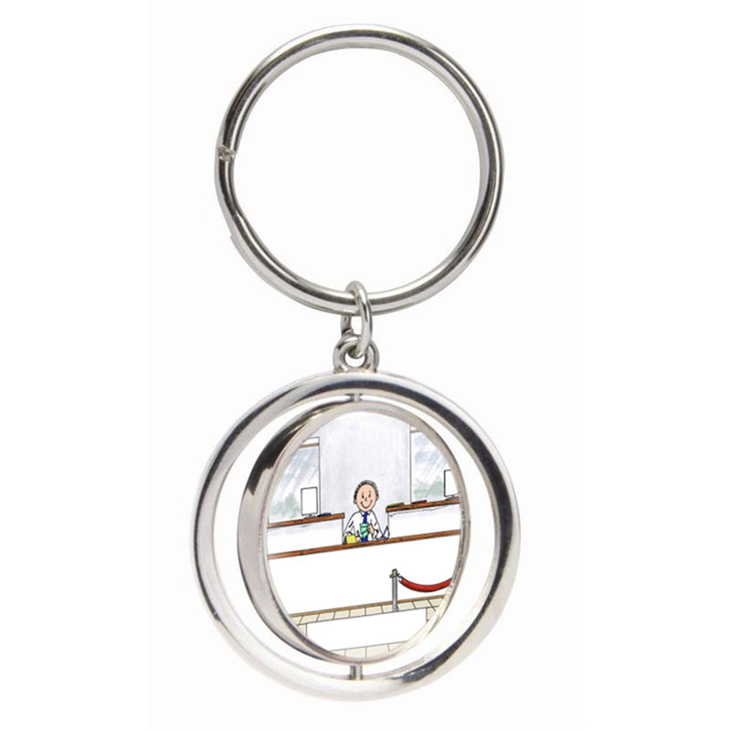 Personalized Bank Teller - Male Small Spinning Key Chain, Yes