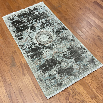 Bungalow Rose Turkish Modern Erased Design Wool & Silk Rug