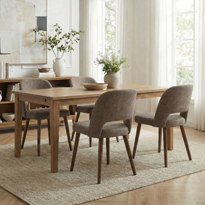 Upholstered Chenille Modern Dining Side Chairs with Solid Wood Legs for Dining Room Set of 4