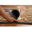Tapis indien bleu à motif géométrique Viss 6 x 9