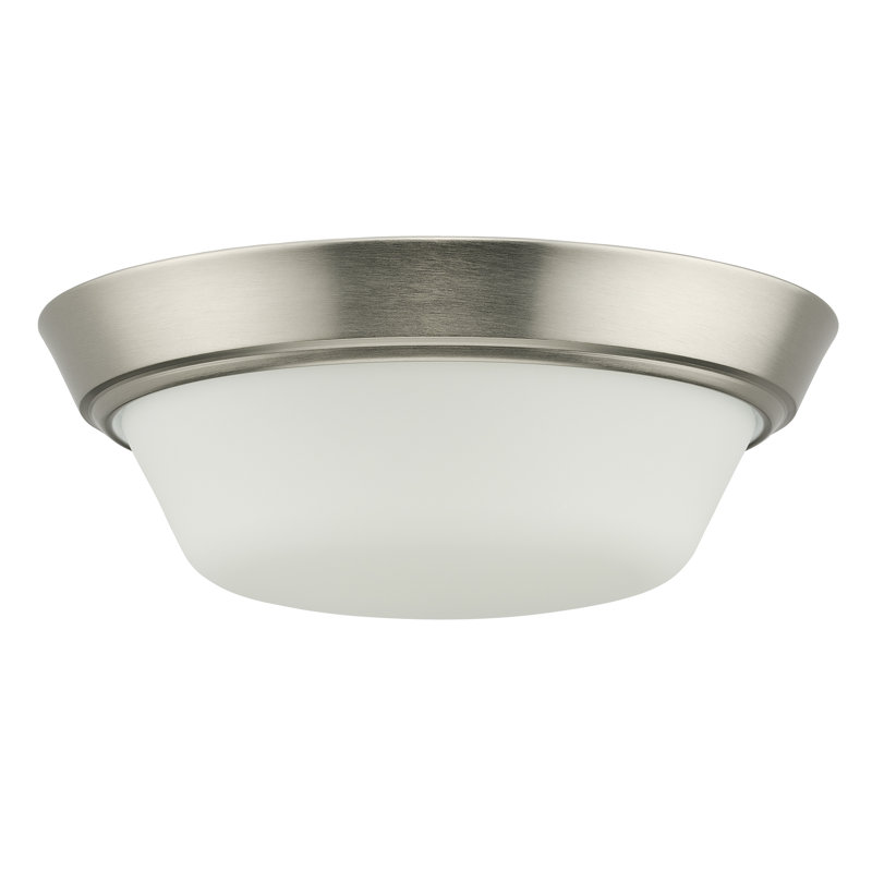 Plafonnier encastré Edessa avec verre satiné gravé, Nickel brossé, Deux lumières, H 4,25 po x l 12 po x P 12 po