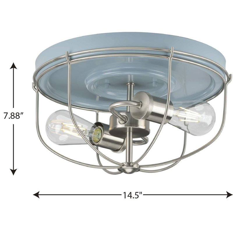 Plafonnier encastré 2 lumières 14,5 po, Bleu côtier