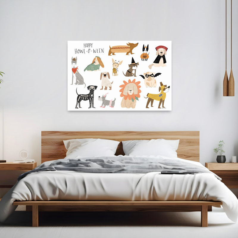«Happy Howl-O-Ween», art mural abstrait fantaisiste et amusant, 40" H x 60" W