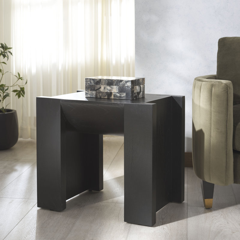 Table d'appoint en bois Ghavin, Noir