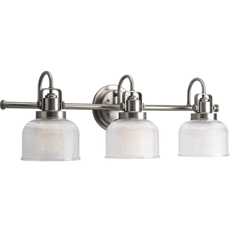Éclairage pour meuble-lavabo à intensité variable Rosser, 8.75"H x 26.25"W x 7.25"D, Nickel antique, 3 Lights